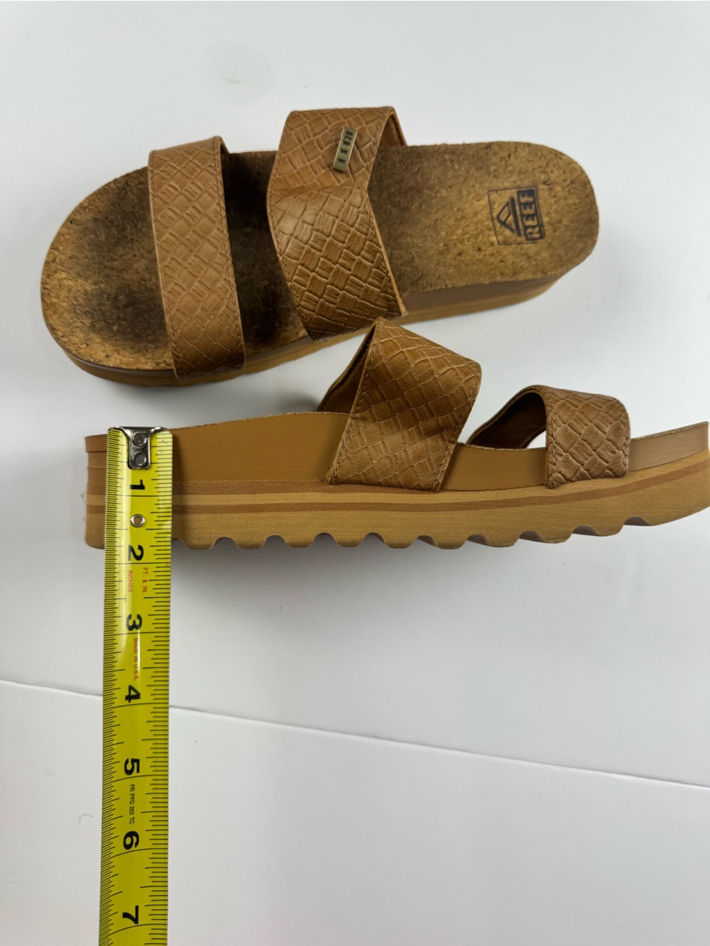 Reef Tan Textured Double-Strap Slide Sandal with Gold Logo - Picture 7 of 7
